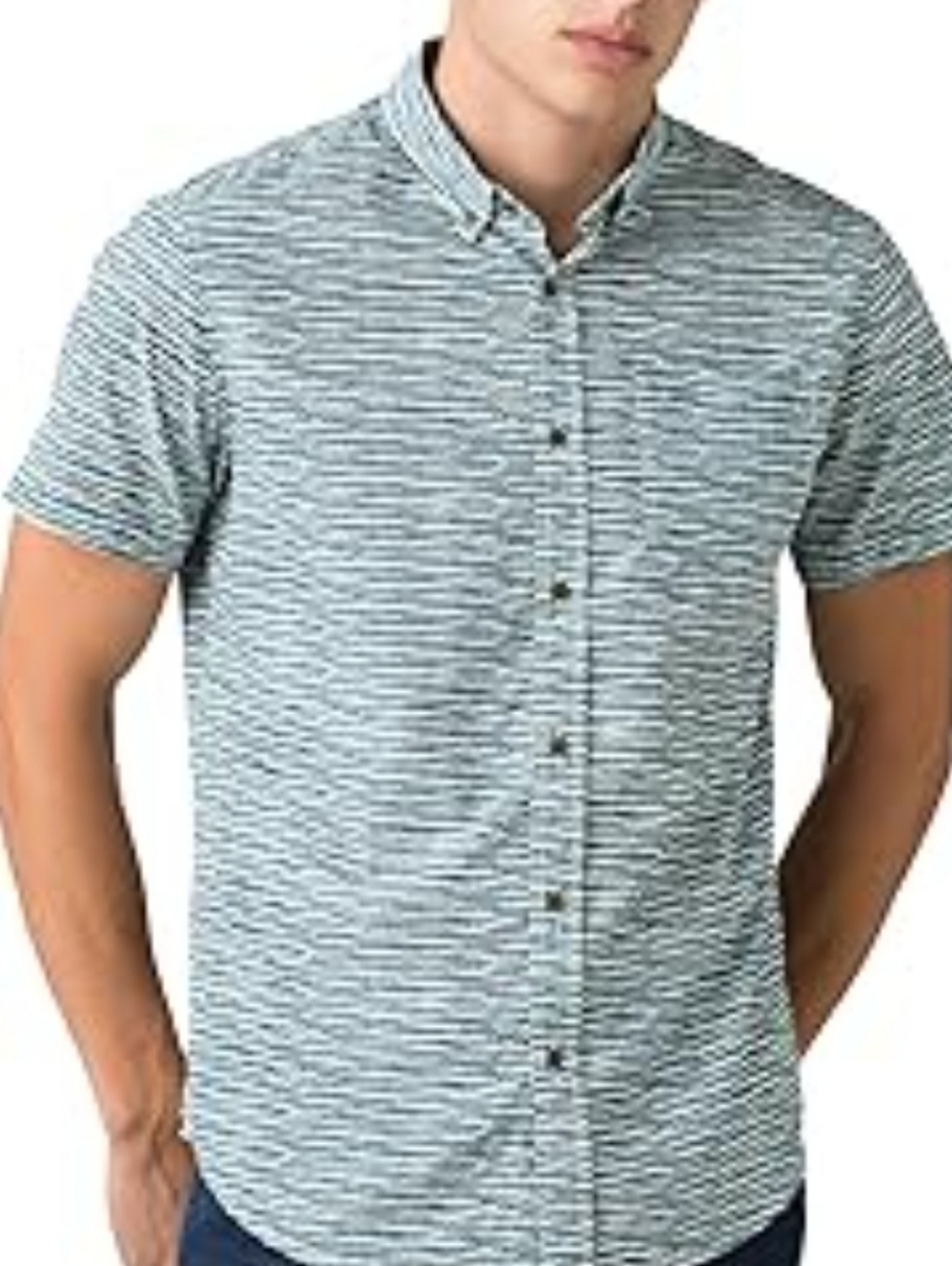 Prana XL Zuckerfield Cotton Striped Short Sleeve Button-Up Shirt - Black & White